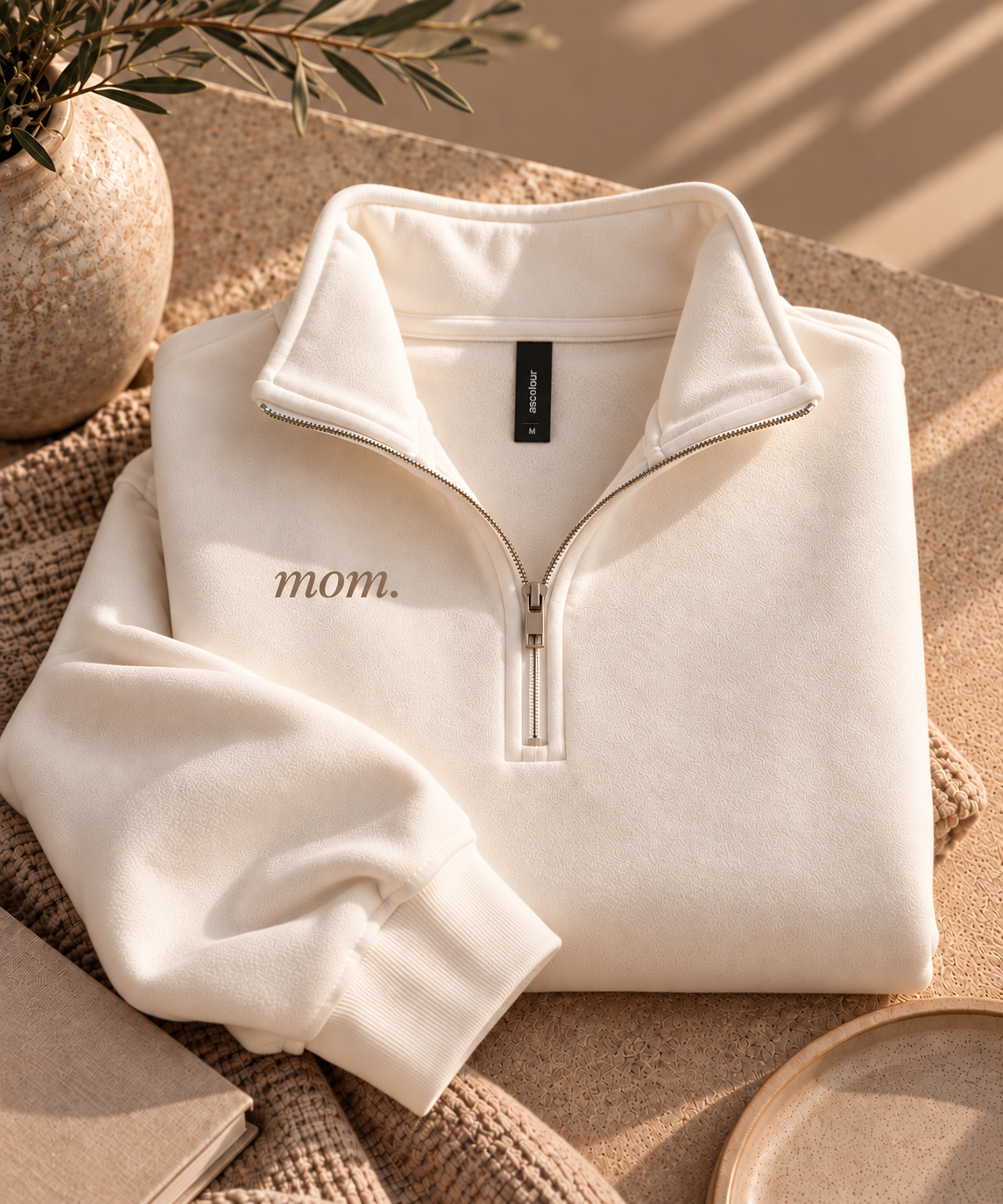Embroidered Mom Half Zip